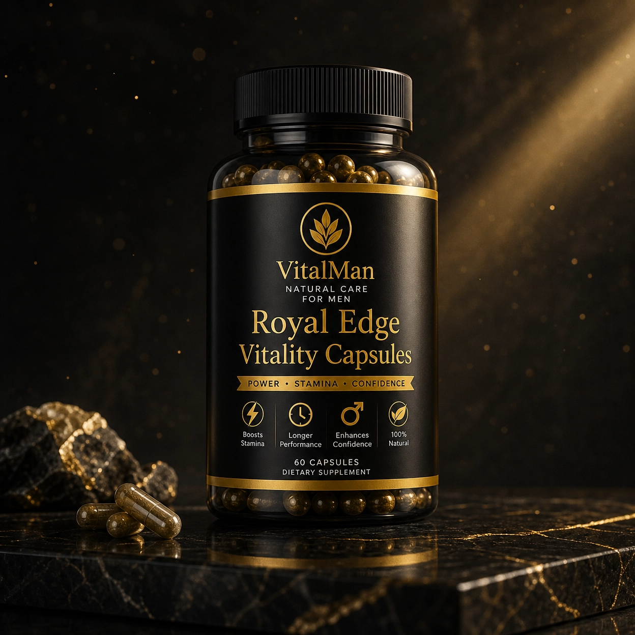 Royal Edge Vitality Capsules | Premium Herbal Men’s Wellness Formula for Stamina, Energy & Confidence | 60 Capsules