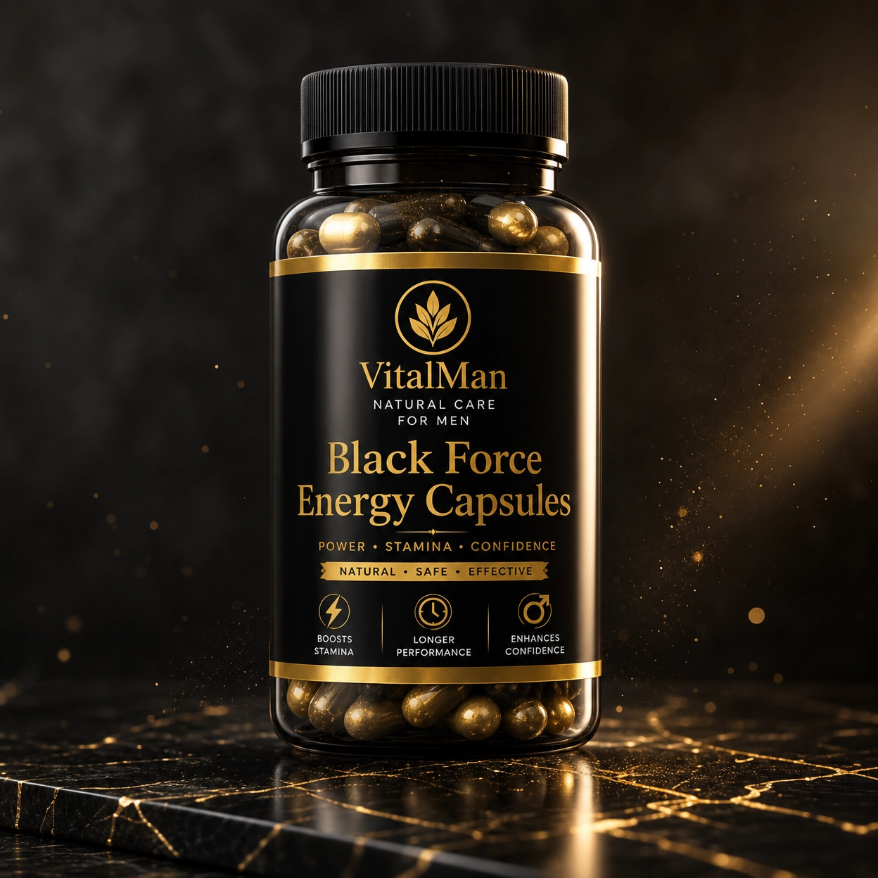 Black Force Energy Capsules (30 Capsules) – Premium Herbal Stamina & Vitality Formula | VitalMan