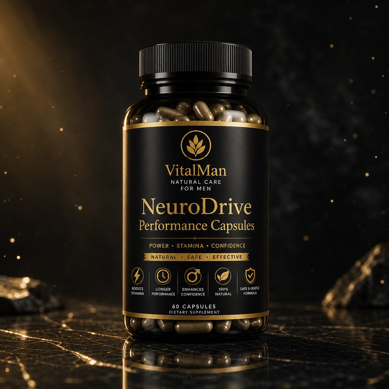 NeuroDrive Performance Capsules (60 Capsules) – Advanced Herbal Formula for Focus, Stamina & Confidence | VitalMan