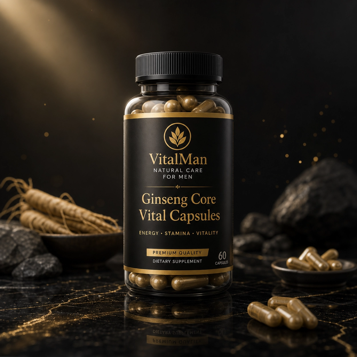 Ginseng Core Vital Capsules (60 Capsules) – Premium Herbal Energy & Stamina Formula | VitalMan