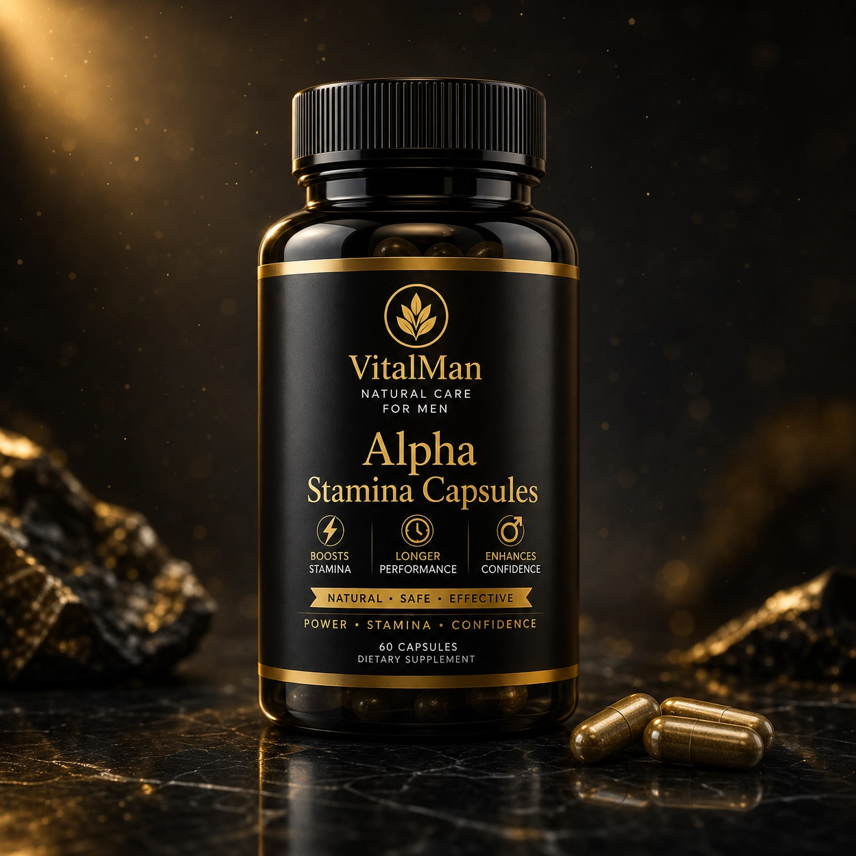 Alpha Stamina Capsules – Herbal Performance & Energy Support for Men | VitalMan | 60 capsules
