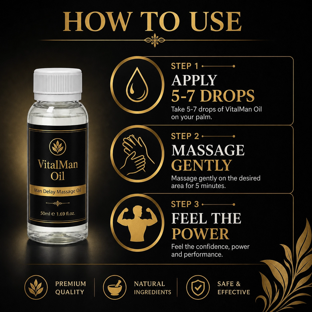 Delay Massage Oil for Men (50ml) – Long-Lasting Performance, Enhanced Control & Confidence | Premium Herbal Blend | VitalMan