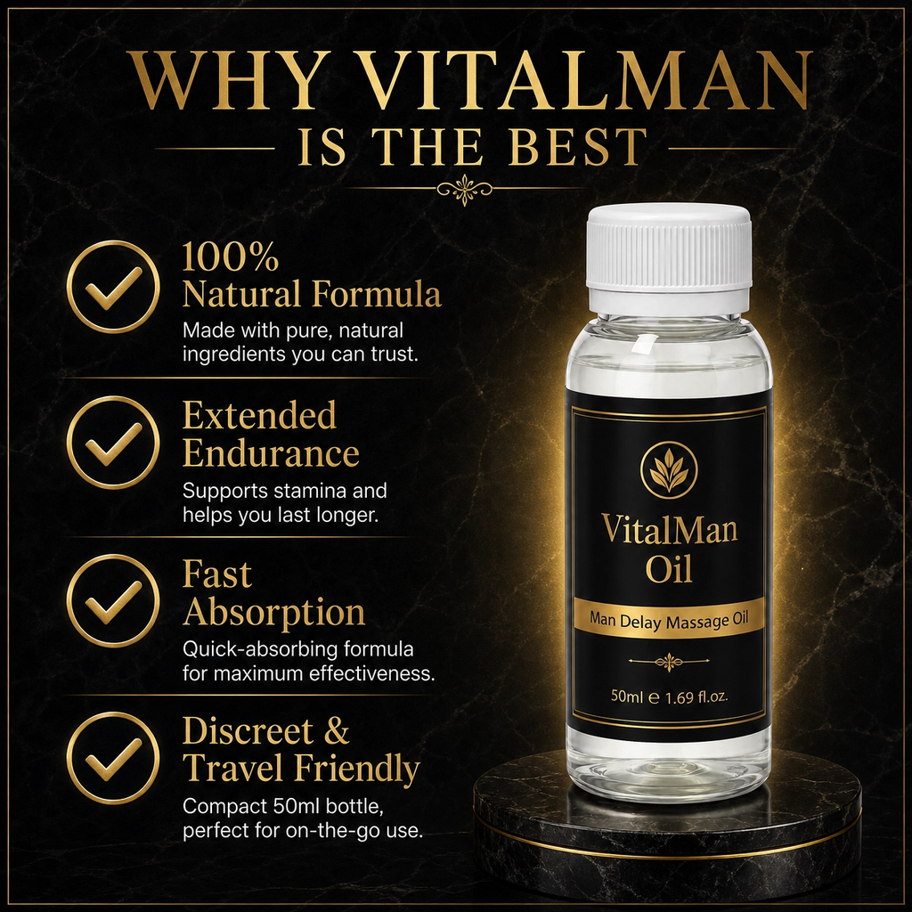 Delay Massage Oil for Men (50ml) – Long-Lasting Performance, Enhanced Control & Confidence | Premium Herbal Blend | VitalMan